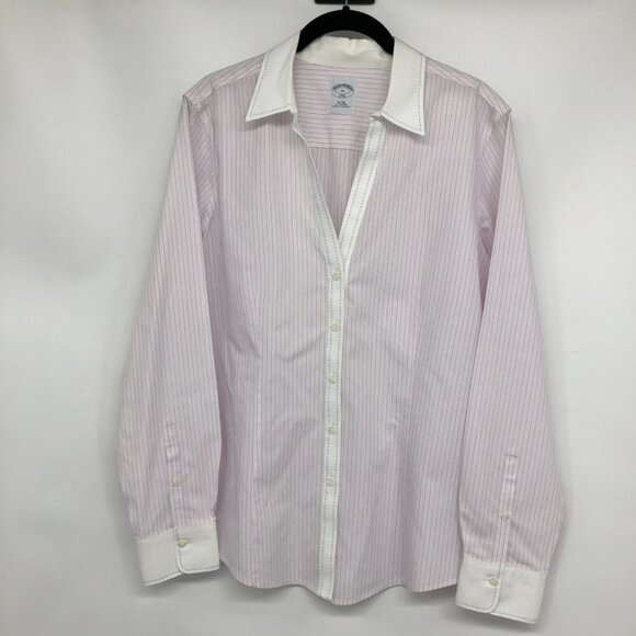 Brooks Brothers Light Pink Pinstriped Button up Long Sleeve Dress Shirt size 14 - Picture 15 of 15